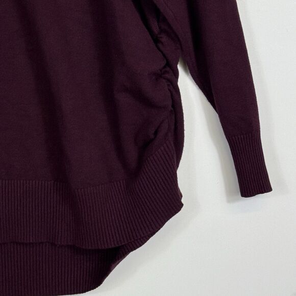 Lane Bryant Burgundy Purple Long‎ Sleeve Side Ruched Knit Sweater Women's 26 28 - Picture 3 of 6
